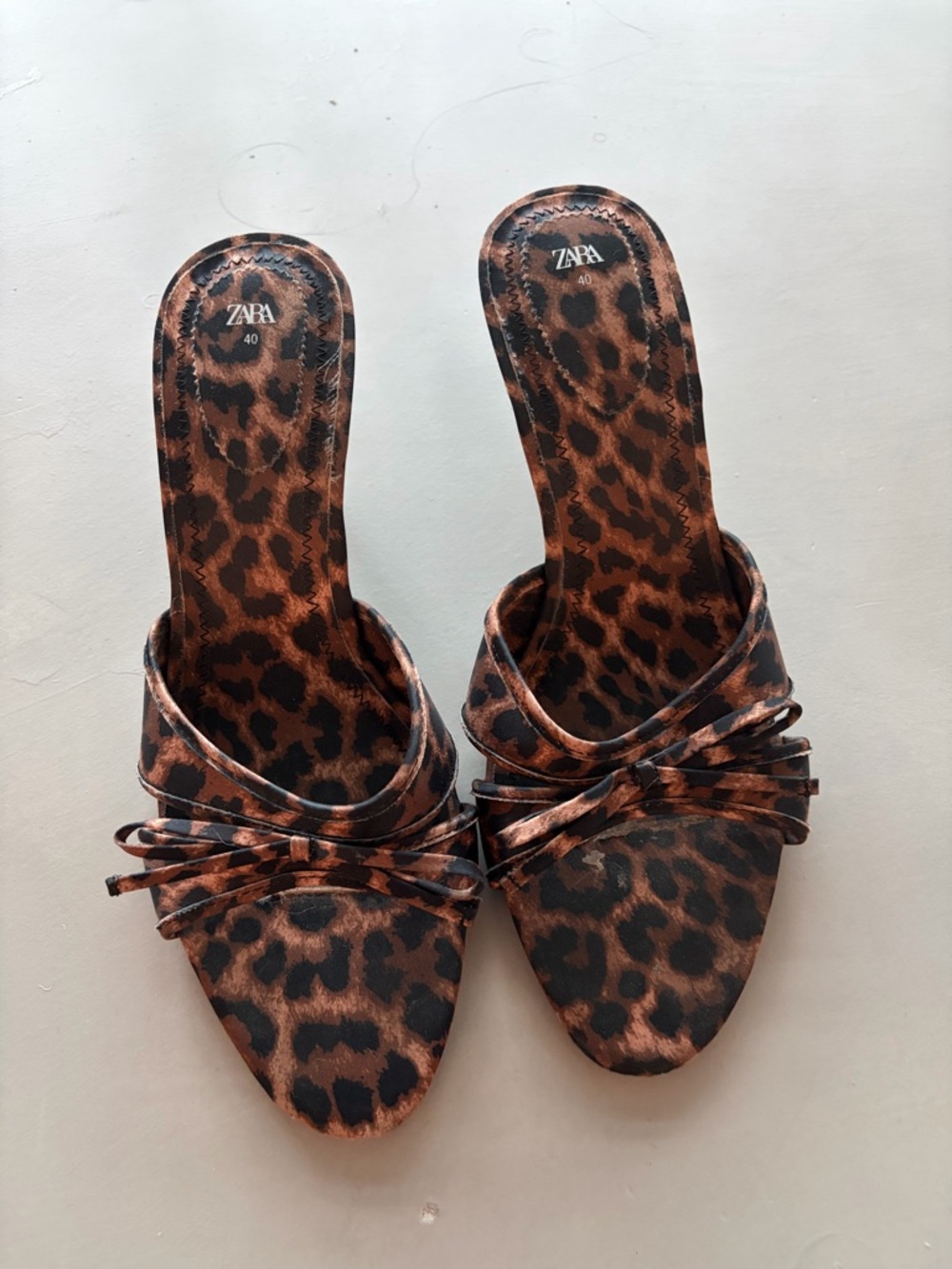 Zara Brown Leopard Print Knotted Slide Mules